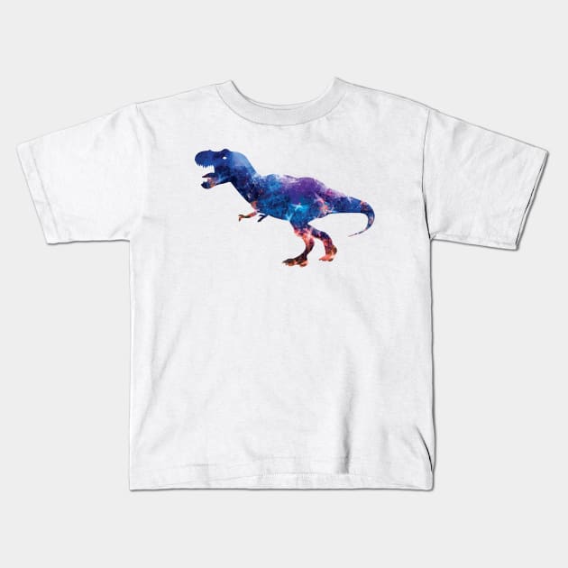 Galaxy T-Rex Abstract Dinosaur Kids T-Shirt by polandrich